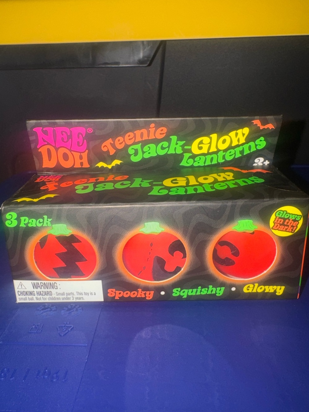Needoh Teenie Jack-Glow Lanterns 3-Pack Halloween Glow Pumpkins Squishy